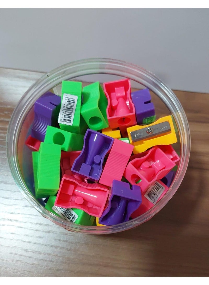 ErichKrause UNITY NEON PENCIL SHARPNERS JAR 55 PCS COLOURED - Image 1
