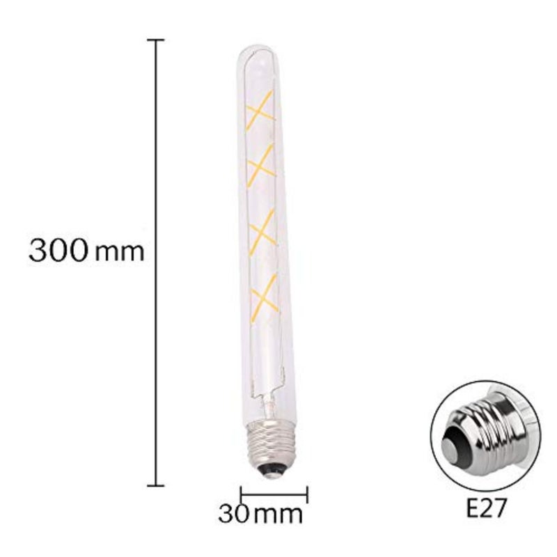 Filament LED E27 T30-300 Filament Lamp, 8 W Replaces 80 W Incandescent Bulbs, Warm White 2700 K,Glass, Rustic Lamp, Filament Style Clear, Not Dimmable, Pack of 4 - Image 3