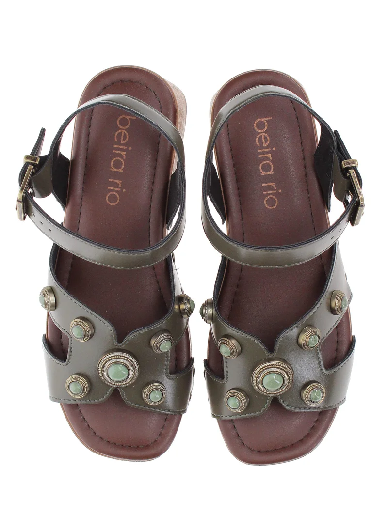 Beira Rio Olive Beira Rio Women’s Flat Sandals with Back Strap – Secure Fit and Lightweight Daily Wear for Women | Best Price UAE