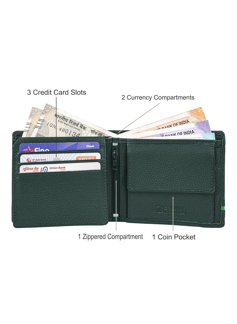 URBAN FOREST Stag Green/Light Green Leather Wallet for Men - Image 2