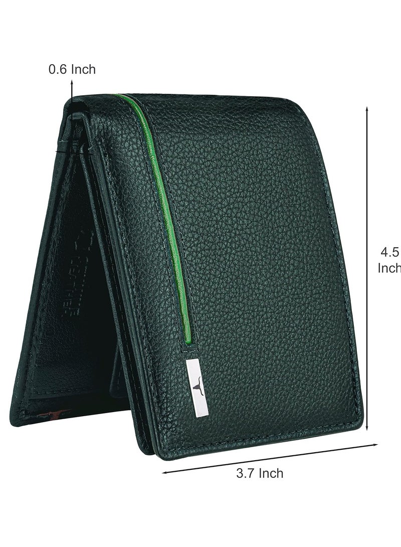 URBAN FOREST Stag Green/Light Green Leather Wallet for Men - Image 5