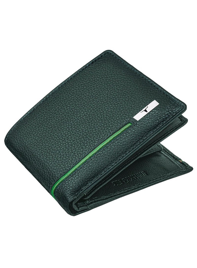 URBAN FOREST Stag Green/Light Green Leather Wallet for Men - Image 1