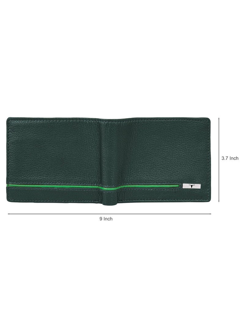 URBAN FOREST Stag Green/Light Green Leather Wallet for Men - Image 4