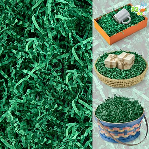 JOYIN 2 LB Easter Gift Wrap Crinkle Filler Paper Dark Green Paper Grass 32oz Shred Raffia Crinkle Cut for Wedding Basket Stuffer Filler Anniversaries Birthday Party Bag Decor Favors - Image 1