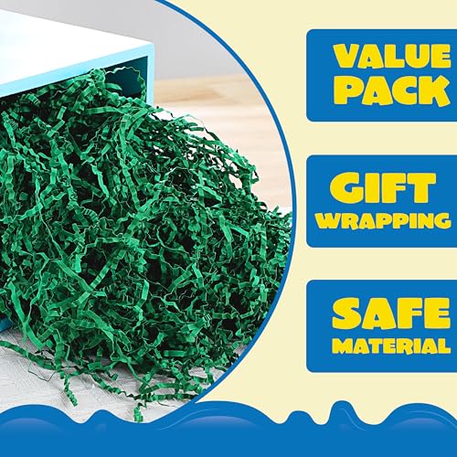 JOYIN 2 LB Easter Gift Wrap Crinkle Filler Paper Dark Green Paper Grass 32oz Shred Raffia Crinkle Cut for Wedding Basket Stuffer Filler Anniversaries Birthday Party Bag Decor Favors - Image 3