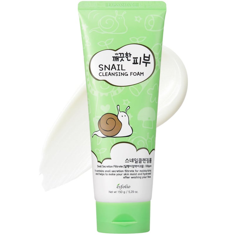 esfolio Snail Cleansing Foam â€“ Nourishing Face Wash for Hydrated & Smooth Skin â€“ Korean Skincare with Snail Extract for Deep Pore Cleansing & Anti-Aging â€“ Gentle Foaming Facial Cleanser (5.29oz-150g) - Image 1