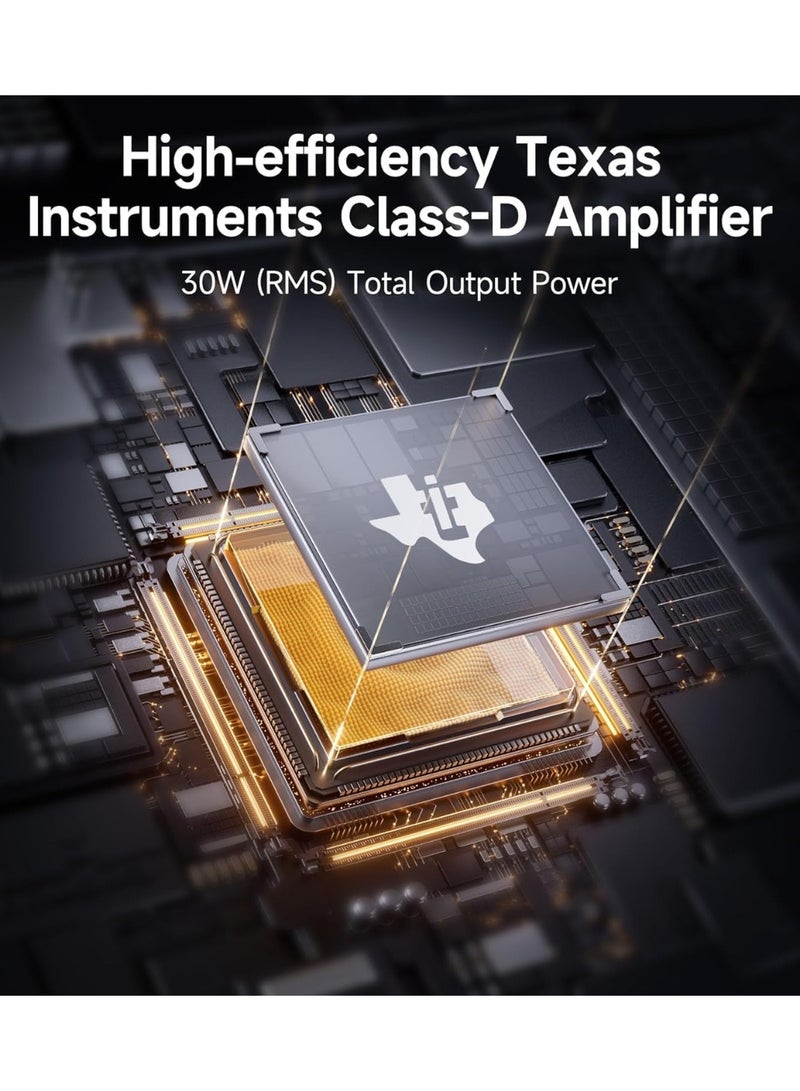 اديفير مكبر صوت مكتبي نشط Edifier QR30 2.0، مكبرات صوت كمبيوتر صغيرة الحجم بتقنية بلوتوث V5.4، مكبر صوت لاسلكي للرفوف، 30 واط (RMS)، مدخل AUX 3.5 ملم ومدخل USB-A سلكي، تأثيرات إضاءة ديناميكية، تحكم عبر تطبيق، أسود - Image 4