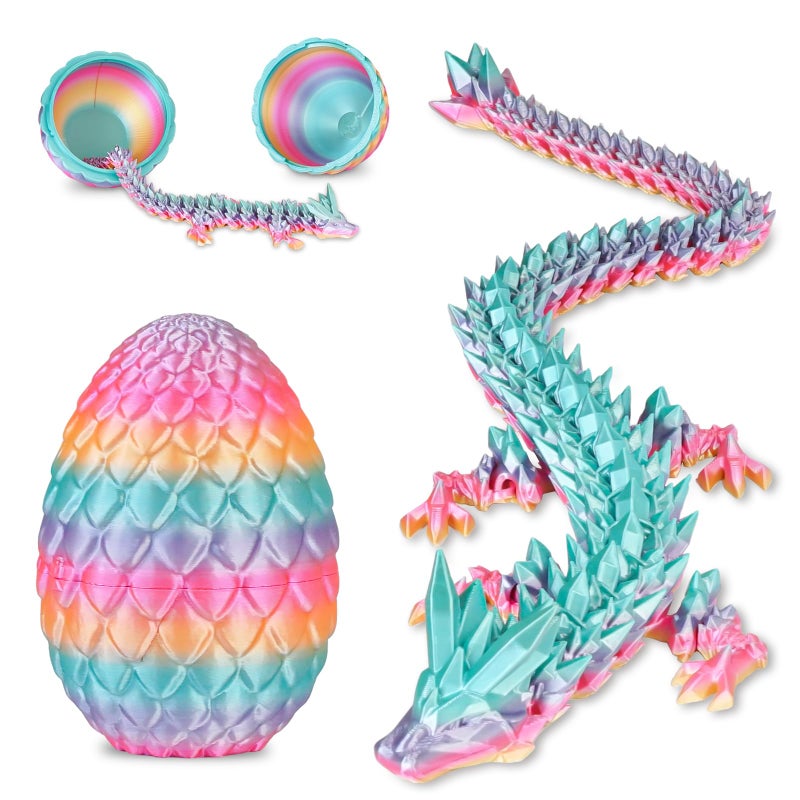 Olee Odee Dragon Eggs with Dragon Inside 3D Printed Surprise Funny Gifts for Kids Articulated Dragon Fidget Toys for Adults Executive Desk Toys Office Room Dcor Pastel Rainbow MSize - Image 2
