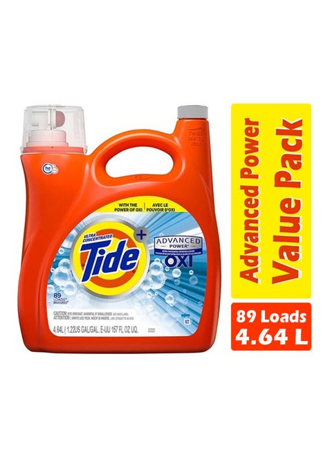 Oxi + Advanced Power Ultra Concentrate, High Efficiency Turbo Clean, Liquid Laundry Detergent  4.64 L - 89 Loads, Extra Stain Removal for Whites & Colored