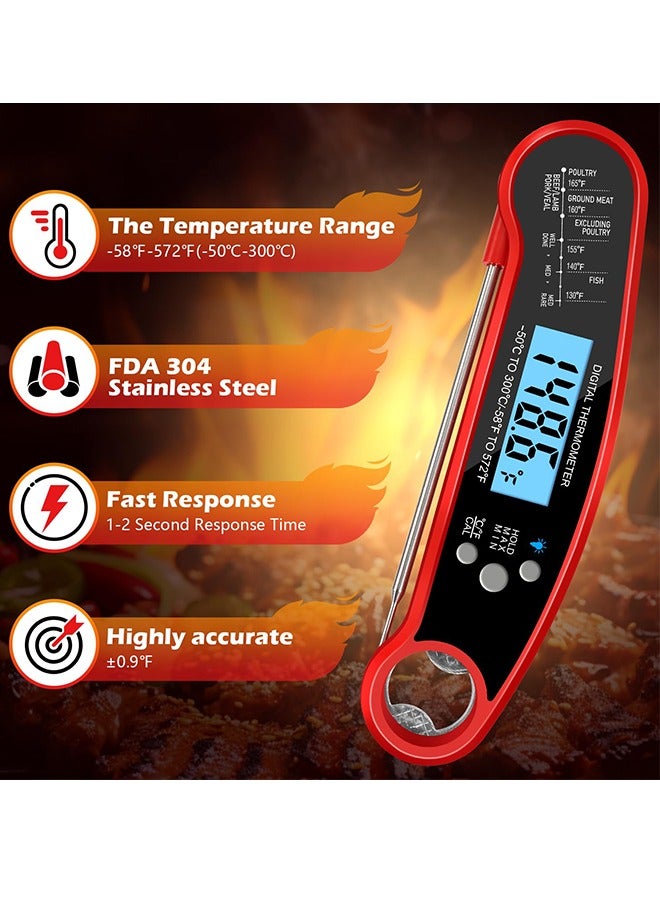 Cooking Thermometer,IP67 Waterproof Digital Meat Thermometer with Backlight, Calibration & Hold Function，Food Thermometer for Cooking,Outdoor Grilling,Candy Making  - Image 2
