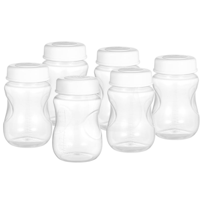 6 PCS Breastmilk Bottles with Leakproof Lid Wide Neck 180ml/ 6.1oz Breast Milk Collecting Storage Bottle for Home Work Travel - Image 1