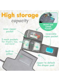 ARCOON Portable Diaper Changing Pad – Travel Baby Diaper Changer Bag with Wipes Pocket, Smart Foldable Design, Waterproof Changing Mat, Ideal for Newborn Boys & Girls - Grey  - Image 2