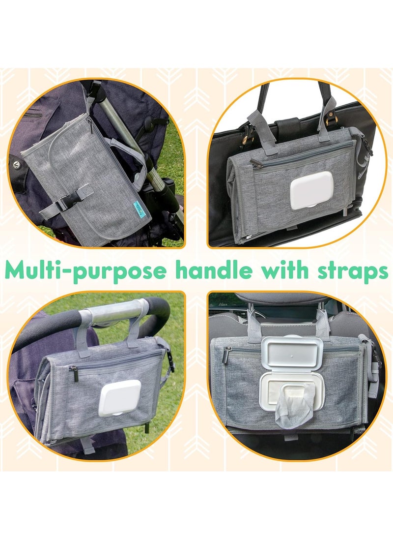 ARCOON - Portable Diaper Changing Pad – Travel Baby Diaper Changer Bag with Wipes Pocket, Smart Foldable Design, Waterproof Changing Mat, Ideal for Newborn Boys & Girls - Grey - Image 1