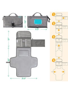 ARCOON Portable Diaper Changing Pad – Travel Baby Diaper Changer Bag with Wipes Pocket, Smart Foldable Design, Waterproof Changing Mat, Ideal for Newborn Boys & Girls - Grey  - Image 4