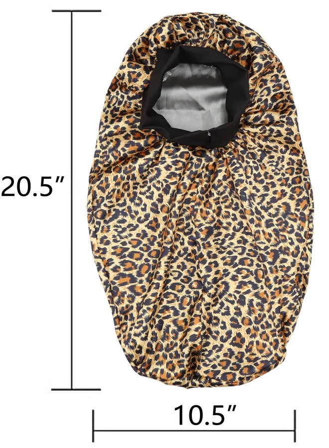 SENGTERM Kids Long Satin Bonnet Girls Sleeping Cap Braids Bonnet for Long Curly Hair (Kids Long Leopard) - Image 2