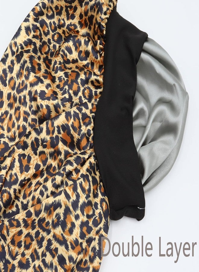 SENGTERM Kids Long Satin Bonnet Girls Sleeping Cap Braids Bonnet for Long Curly Hair (Kids Long Leopard) - Image 4