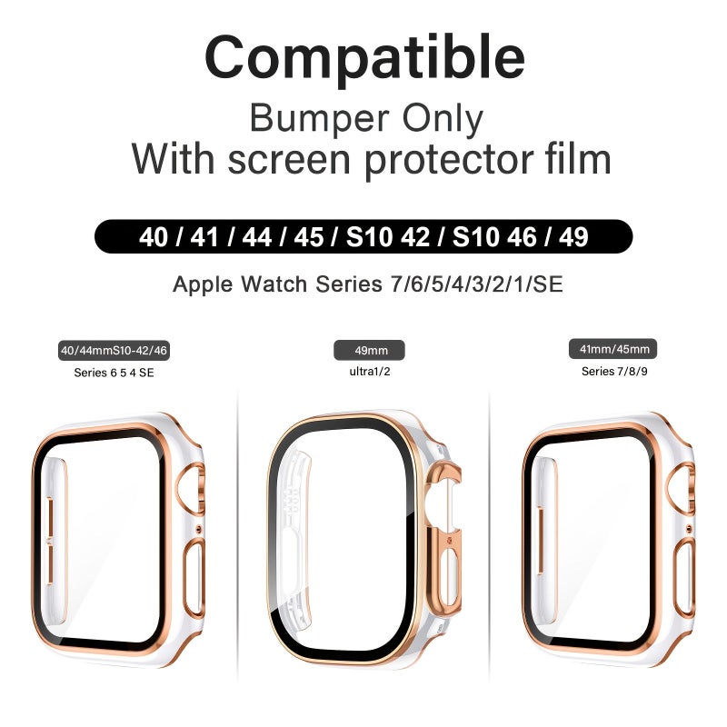 1pc Men Fashionable Carved 2 In 1 Ultra Thin Tempered Glass Screen Protector Anti Fall Watch Case Black Golden Compatible With Apple Watch Case 49mm For Apple Watch Series Ultra Se 11 10 9 8 7 6 5 4 3 2 1 - Image 2