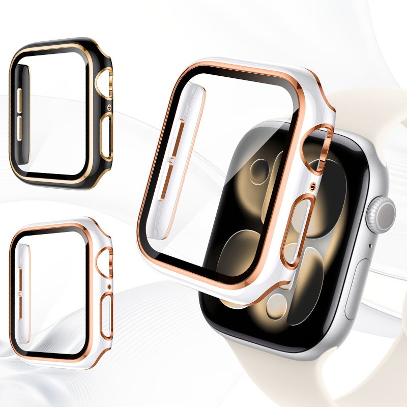1pc Men Fashionable Carved 2 In 1 Ultra Thin Tempered Glass Screen Protector Anti Fall Watch Case Black Golden Compatible With Apple Watch Case 49mm For Apple Watch Series Ultra Se 11 10 9 8 7 6 5 4 3 2 1 - Image 5