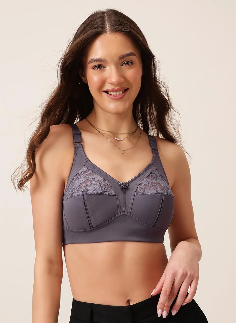 Clovia Clovia Non-Padded Non-Wired Full Coverage Plus Size Minimizer Bra in Plum Colour