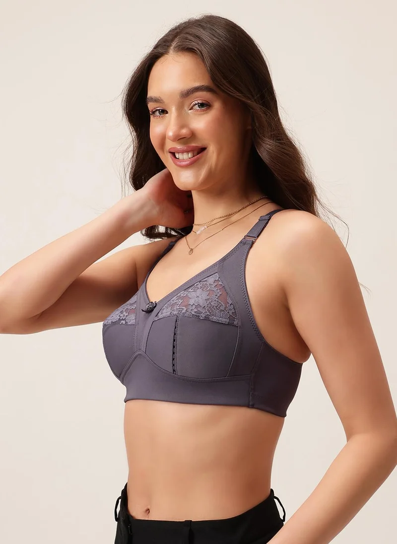 Clovia Clovia Non-Padded Non-Wired Full Coverage Plus Size Minimizer Bra in Plum Colour