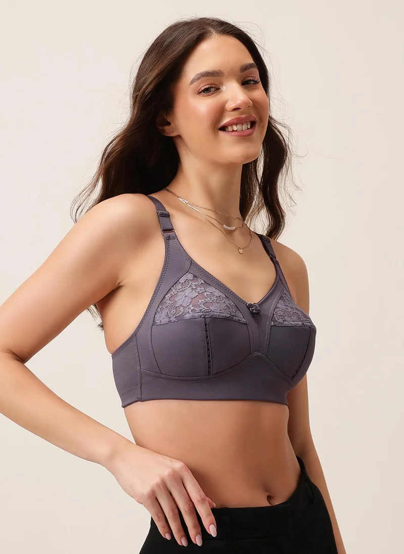 Clovia Clovia Non-Padded Non-Wired Full Coverage Plus Size Minimizer Bra in Plum Colour