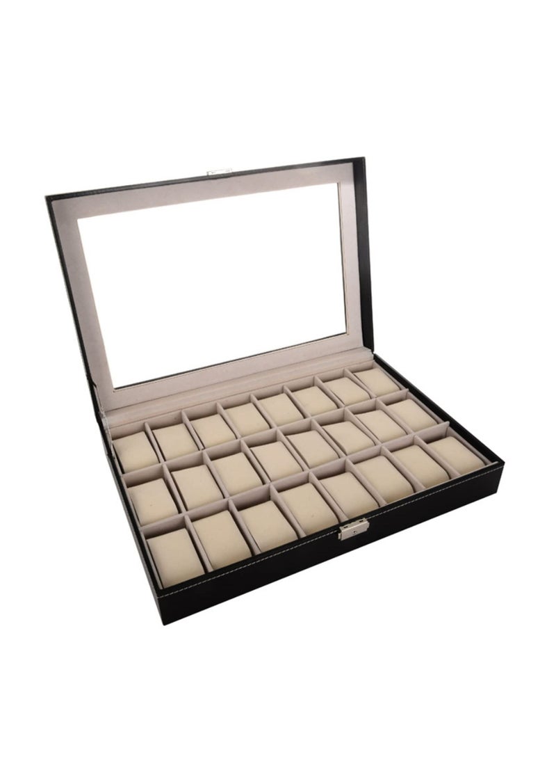 صندوق تخزين مجوهرات الساعات اسود 24 قطعة - Image 2