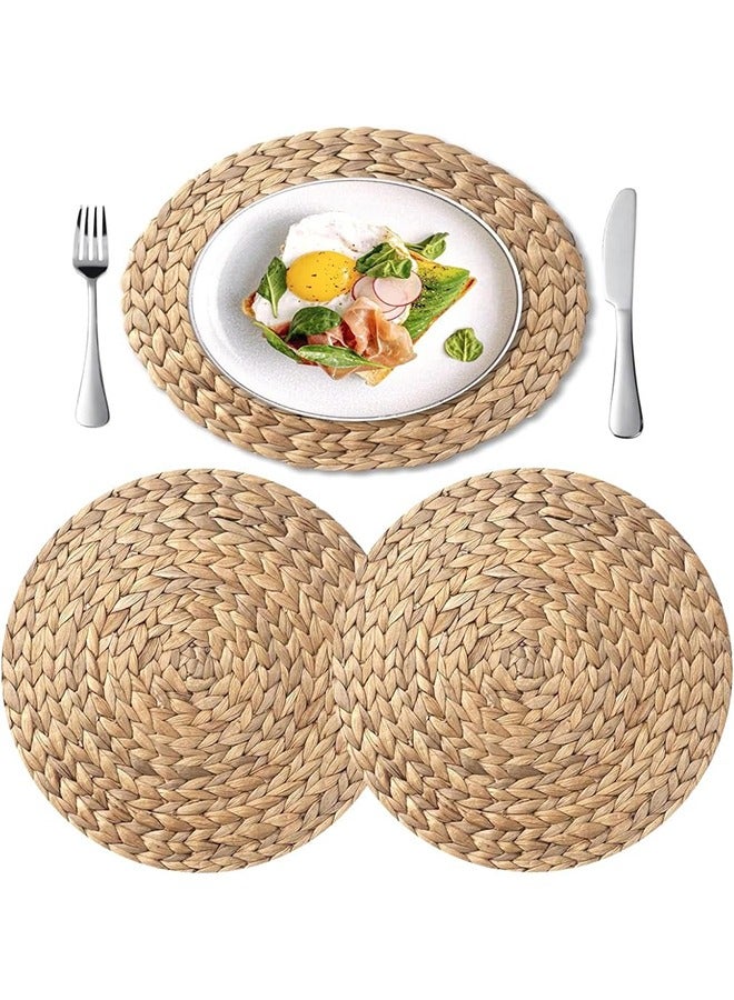 مفارش طاولات الروطان، قطعتان مقاس 35 سم مفارش منسوجة من صفير الماء الطبيعي، مفارش خوص مقاومة للحرارة وغير قابلة للانزلاق شواحن الروطان - Image 1