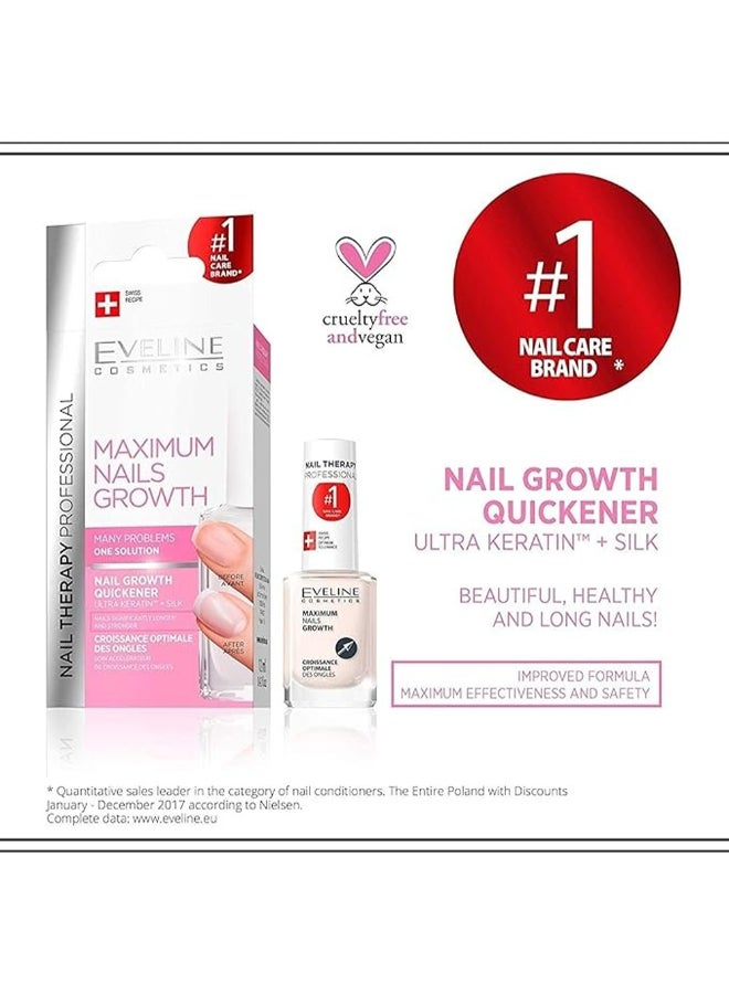 Eveline Cosmetics Maximum Nails Growth Quickener, Strengthening Nail Growth Accelerator, 12Ml Clear 12ml - Image 2