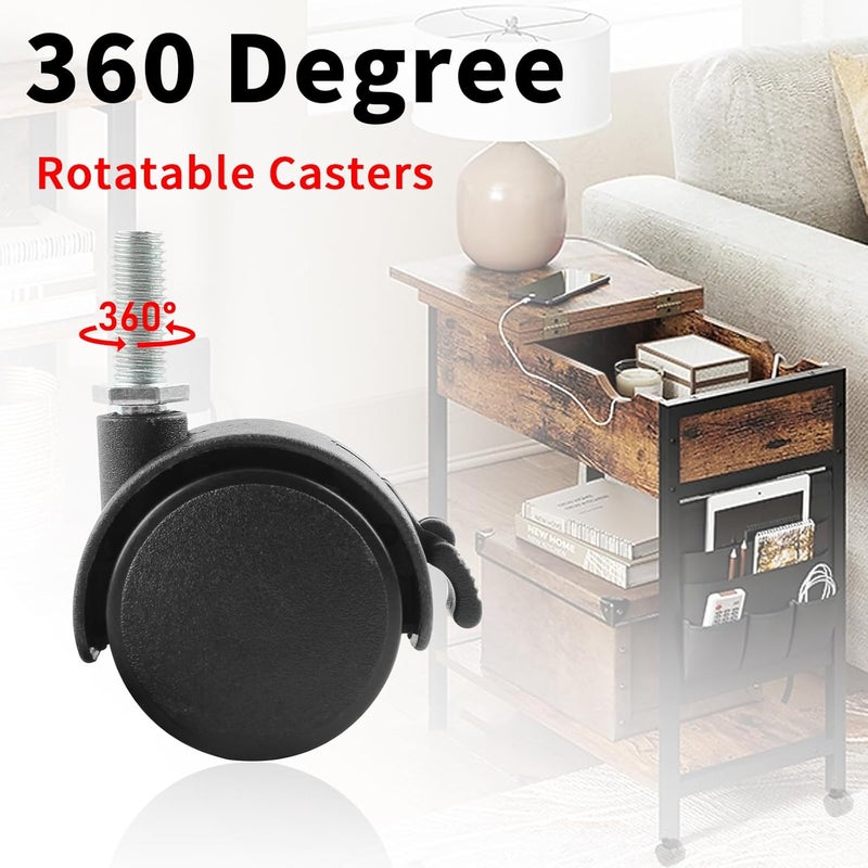 HOWDIA 1.5 Inch Swivel Caster Wheels for Cart, M8-1.25×20mm Threaded Stem Heavy Duty Casters with Brake, Nylon Wheels Replacement for Furniture, Table, Cabinet, Shelf(4 Pack) - Image 3