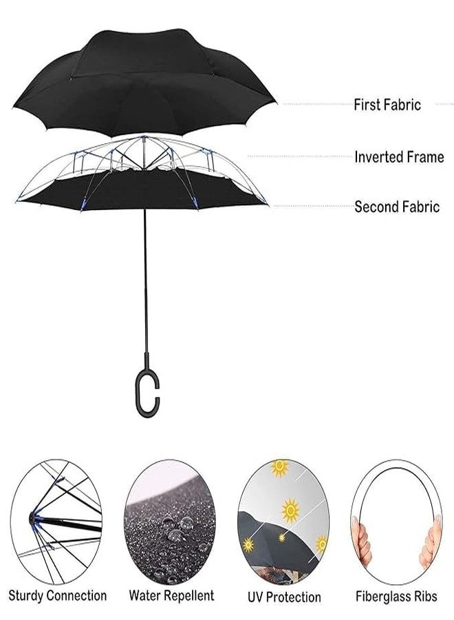 OLAMLY Inverted Windproof Upside Down Umbrellas with C-Shaped Handle for Women and Men | Easy Open & Close car Umbrella | Double Layer Inside Out Folding Umbrella - Image 5