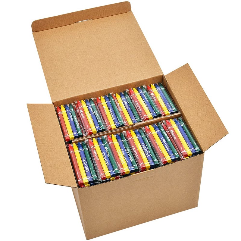 Madisi Crayons Bulk Pack, Regular Size, 4 Colors, cellophane 250 Packs, 1000 Count - Image 1