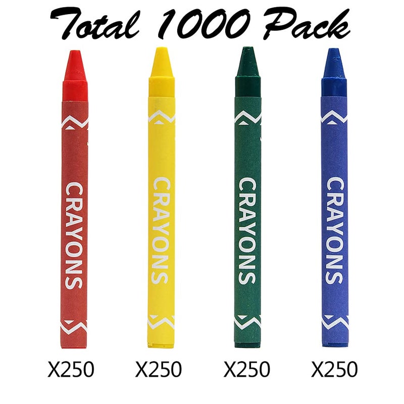 Madisi Crayons Bulk Pack, Regular Size, 4 Colors, cellophane 250 Packs, 1000 Count - Image 3