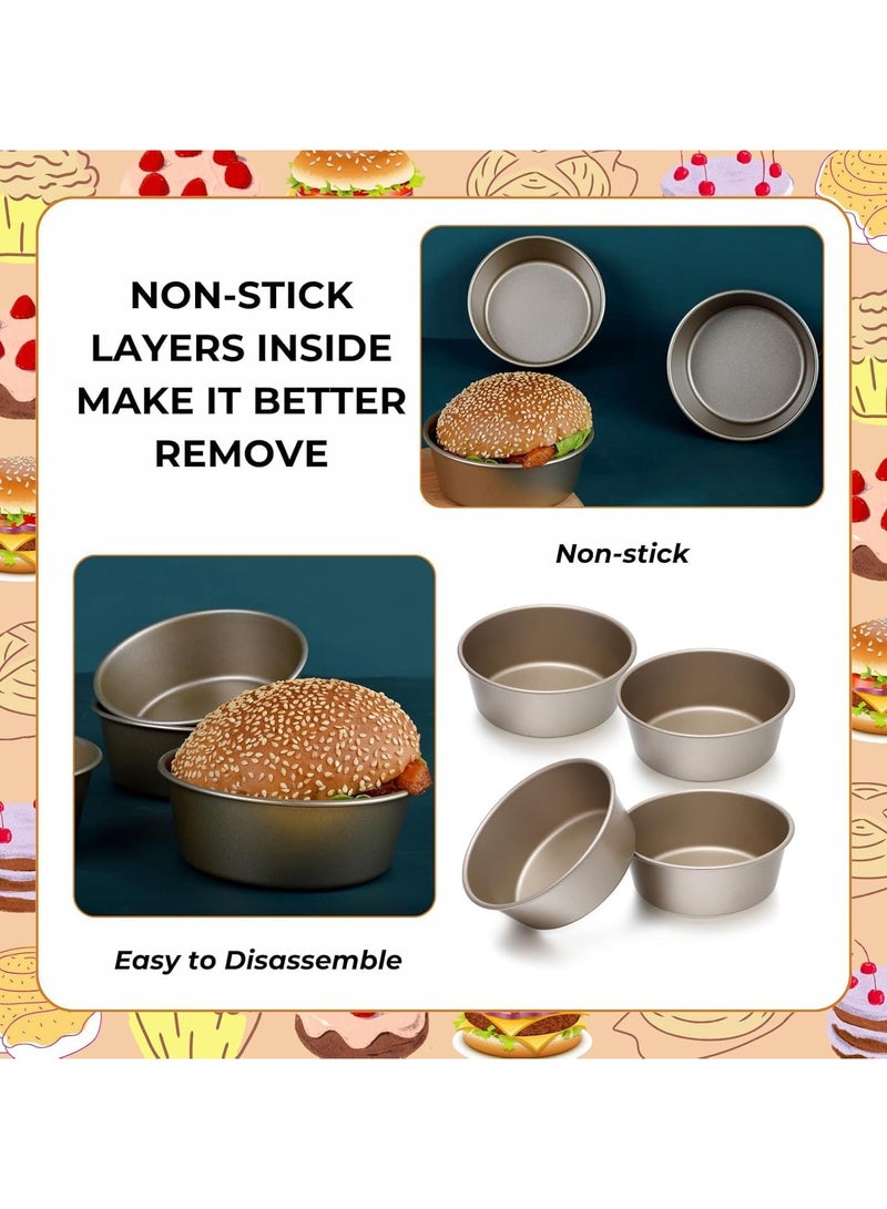 general Mini Hamburger Mold, 4-Inch Round Carbon Steel Bread Cake Mold, Non-Stick Cake Baking Mold, Ideal for Kitchen Baking (Set of 4) - Image 5