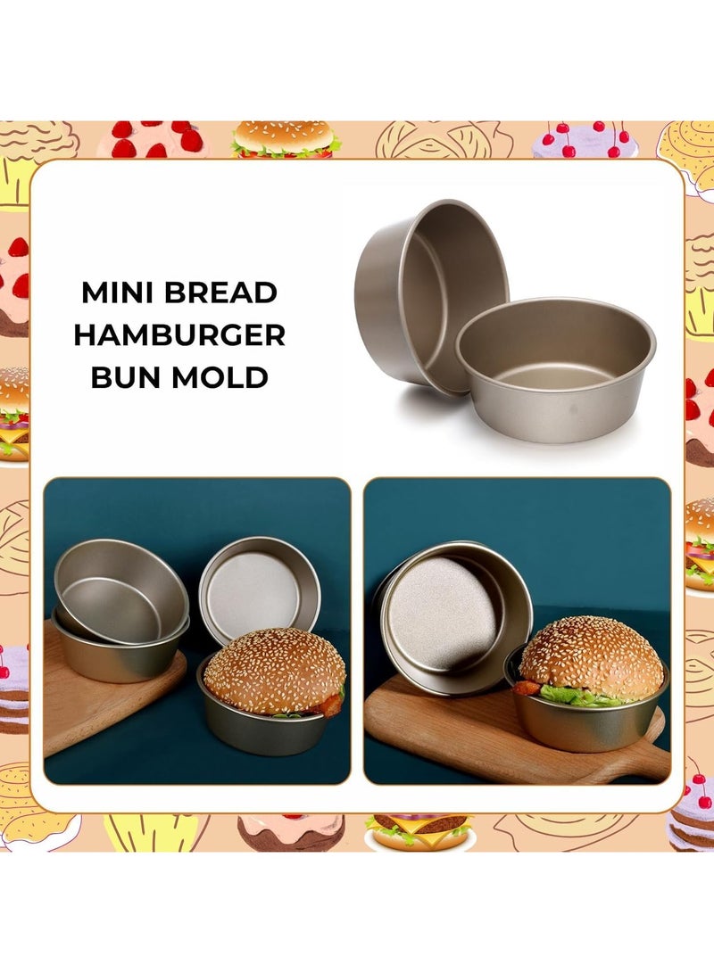 general Mini Hamburger Mold, 4-Inch Round Carbon Steel Bread Cake Mold, Non-Stick Cake Baking Mold, Ideal for Kitchen Baking (Set of 4) - Image 4