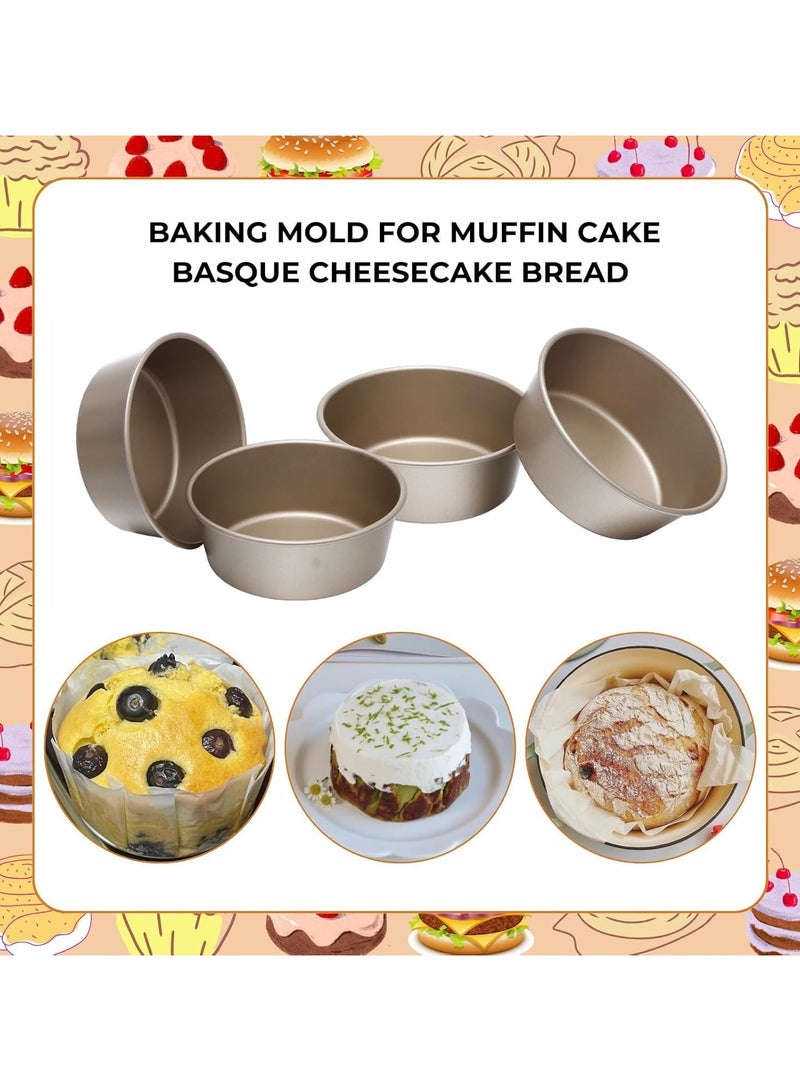 general Mini Hamburger Mold, 4-Inch Round Carbon Steel Bread Cake Mold, Non-Stick Cake Baking Mold, Ideal for Kitchen Baking (Set of 4) - Image 3