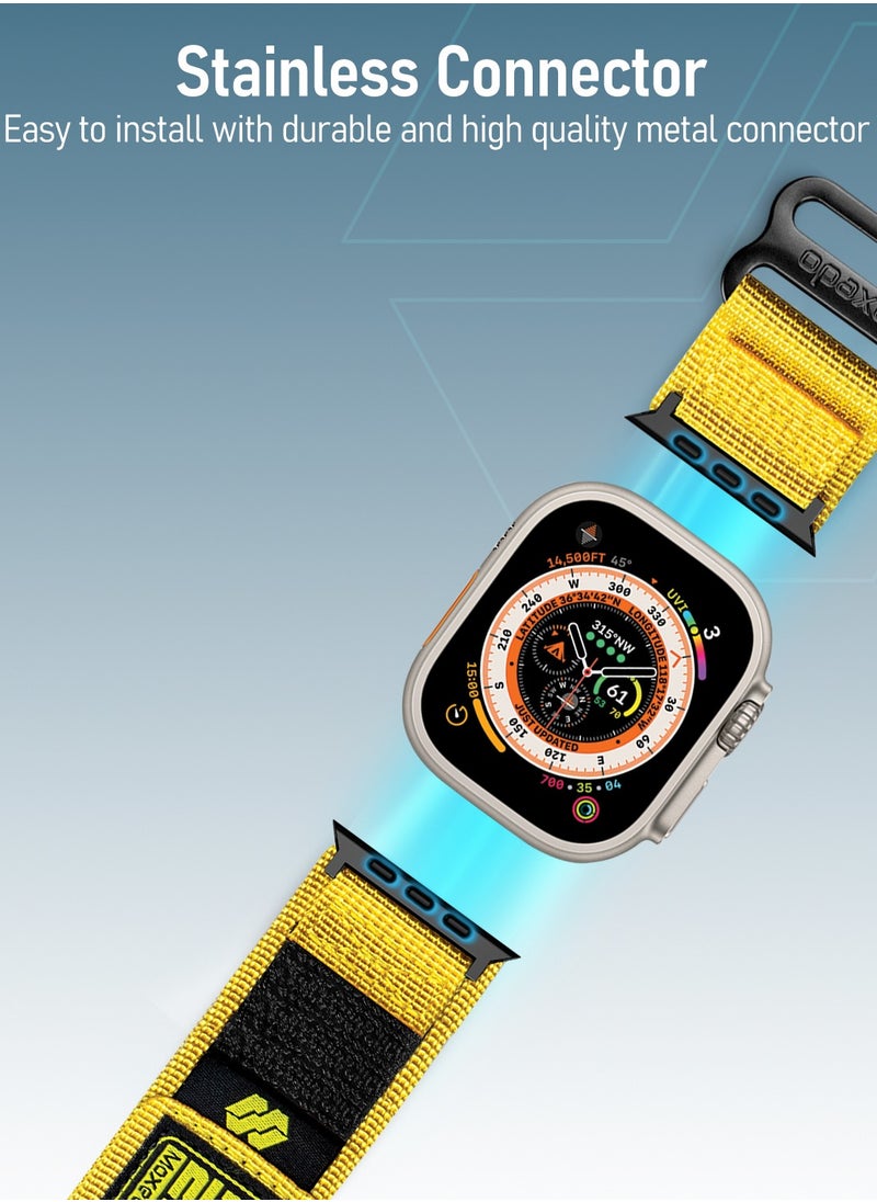 Moxedo Moxedo MX23 Rugged Strap Breathable Nylon Braided Sports Band Compatible with Apple Watch Band Series 8/7/6/5/4/3/2/1/SE Ultra Woven Loop Design for 44mm/45mm/49mm - Yellow  - Image 4
