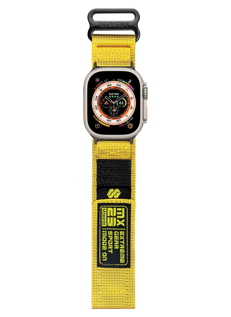Moxedo Moxedo MX23 Rugged Strap Breathable Nylon Braided Sports Band Compatible with Apple Watch Band Series 8/7/6/5/4/3/2/1/SE Ultra Woven Loop Design for 44mm/45mm/49mm - Yellow  - Image 1