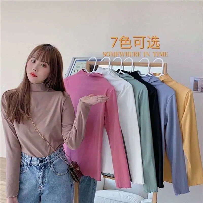 Chic Velvet Cat Diary Tee Autumn Lazy Ruffle Long Sleeve Top Yellow  - Image 5