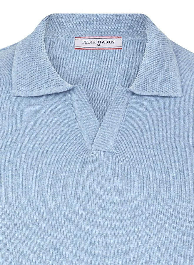 Felix Hardy Blue Pullover with Polo Collar - Buttonless for Men | Best Price UAE