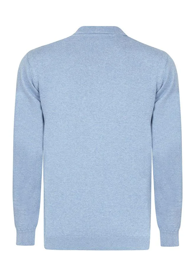 Felix Hardy Blue Pullover with Polo Collar - Buttonless for Men | Best Price UAE