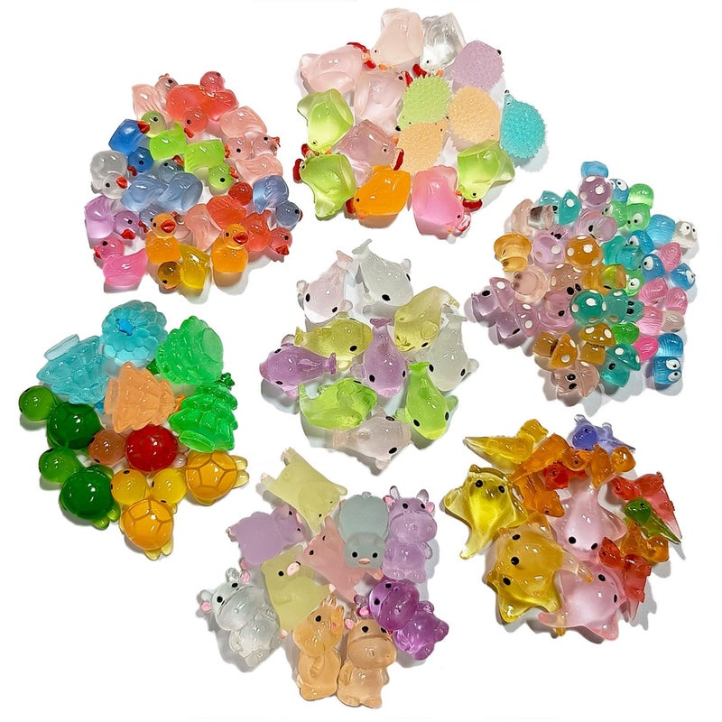 OrgMemory 120 PCS Luminous Mini Resin Animal Figurines, 12 Styles, for Miniature Fairy Garden Accessories Micro Landscape Aquarium Garden, Glow in The Dark Tiny Animals - Image 3