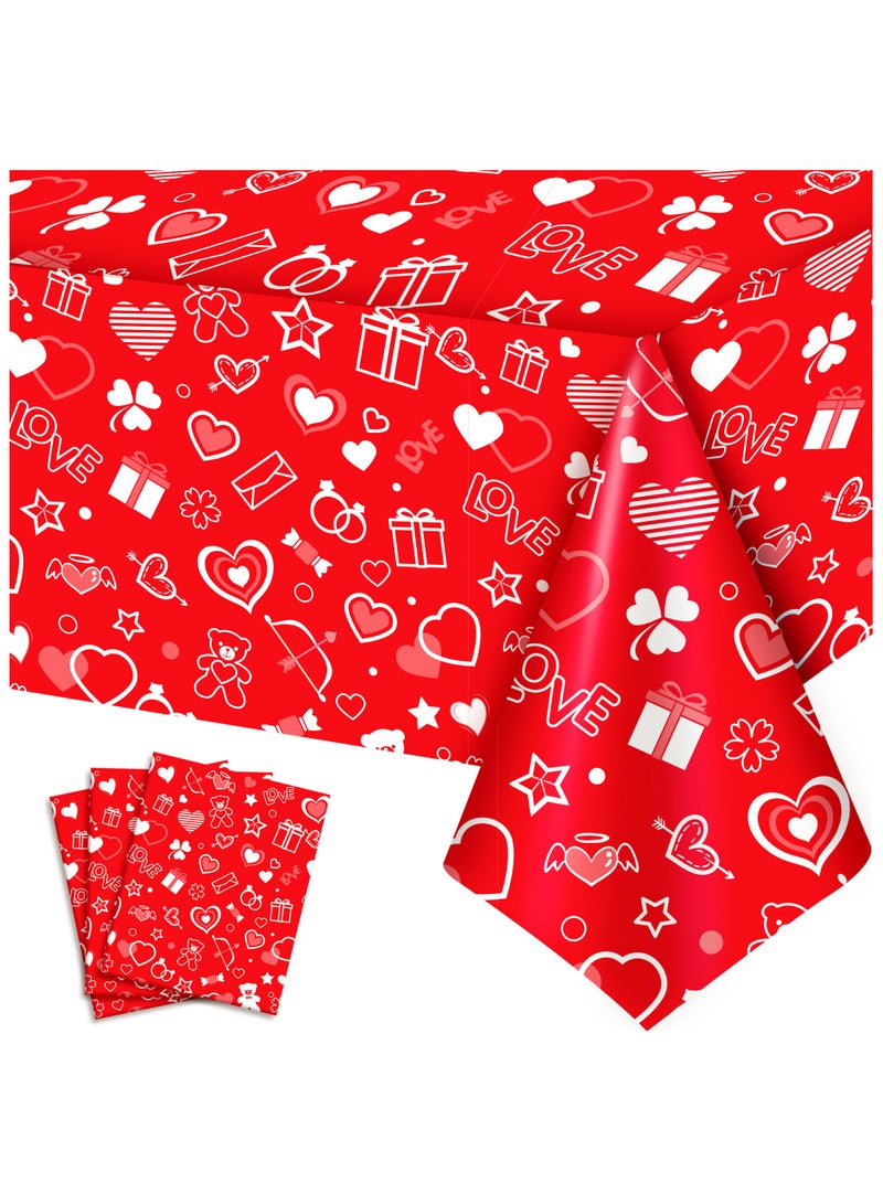 FRUITFUL PARTY Valentine's Day Tablecloth, 3pcs Valentine's Day Party Table Covers Set for Valentines Day Decorations(Size: 274cm×137cm/108"× 54")  - Image 1