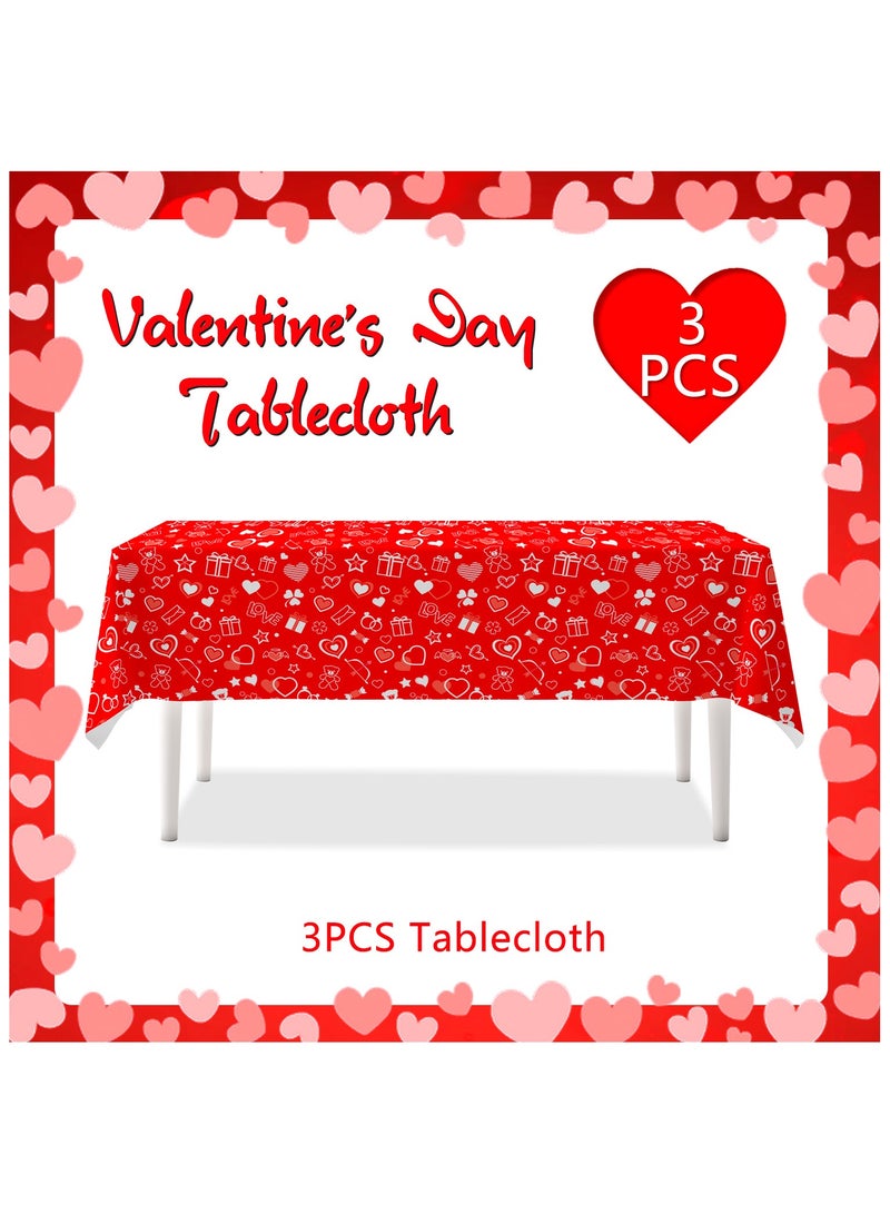 FRUITFUL PARTY Valentine's Day Tablecloth, 3pcs Valentine's Day Party Table Covers Set for Valentines Day Decorations(Size: 274cm×137cm/108"× 54")  - Image 2