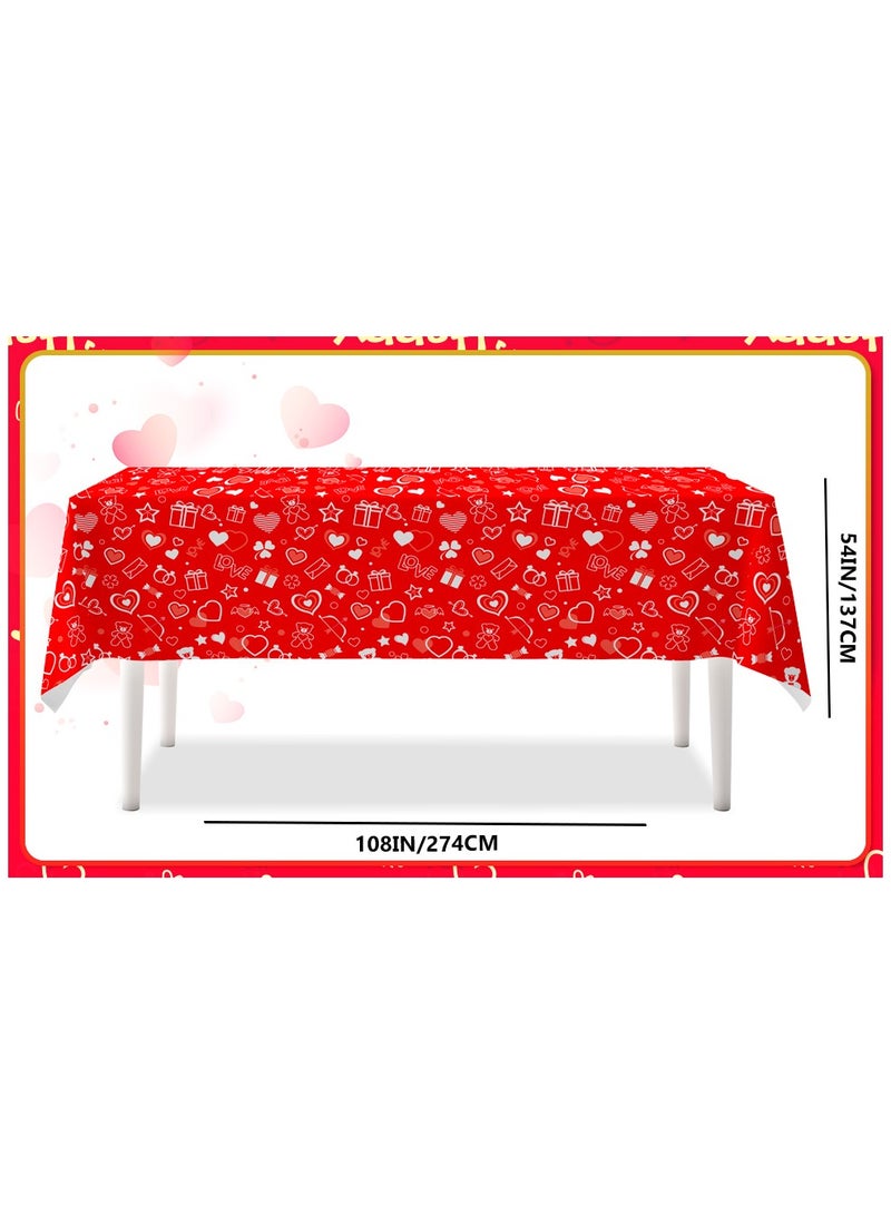 FRUITFUL PARTY Valentine's Day Tablecloth, 3pcs Valentine's Day Party Table Covers Set for Valentines Day Decorations(Size: 274cm×137cm/108"× 54")  - Image 3