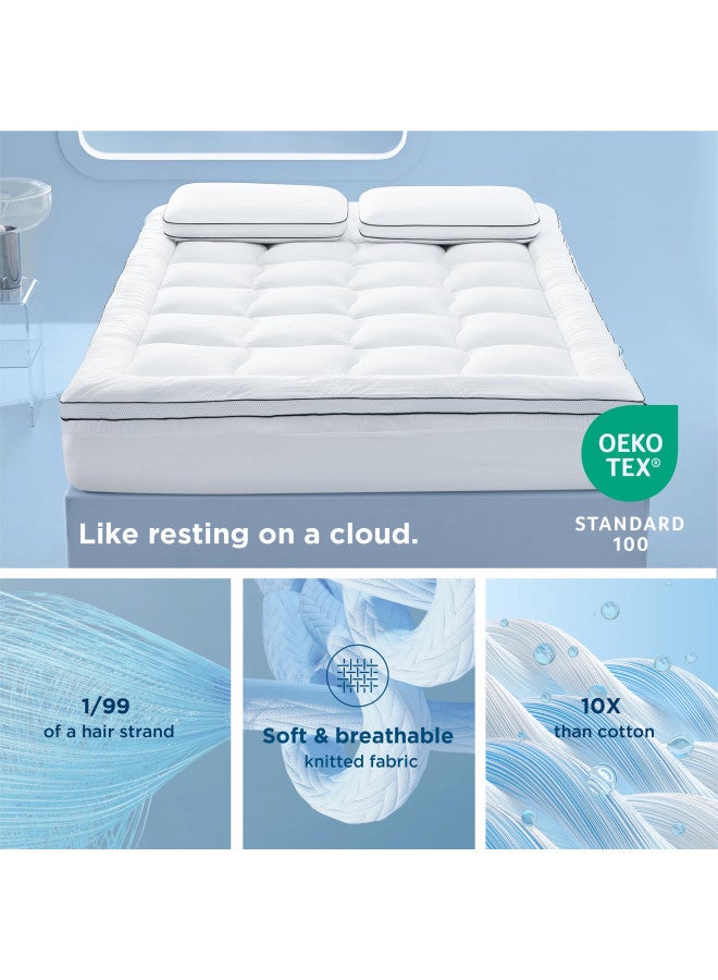 Bedsure Bedsure Breescape Cooling Mattress Topper, Queen Mattress Pad, Extra Thick Soft Quilted Mattress Cover, Pillow Top Mattress Protector with a Deep Pocket Fitted to 8"-21" Mattresses  - Image 4