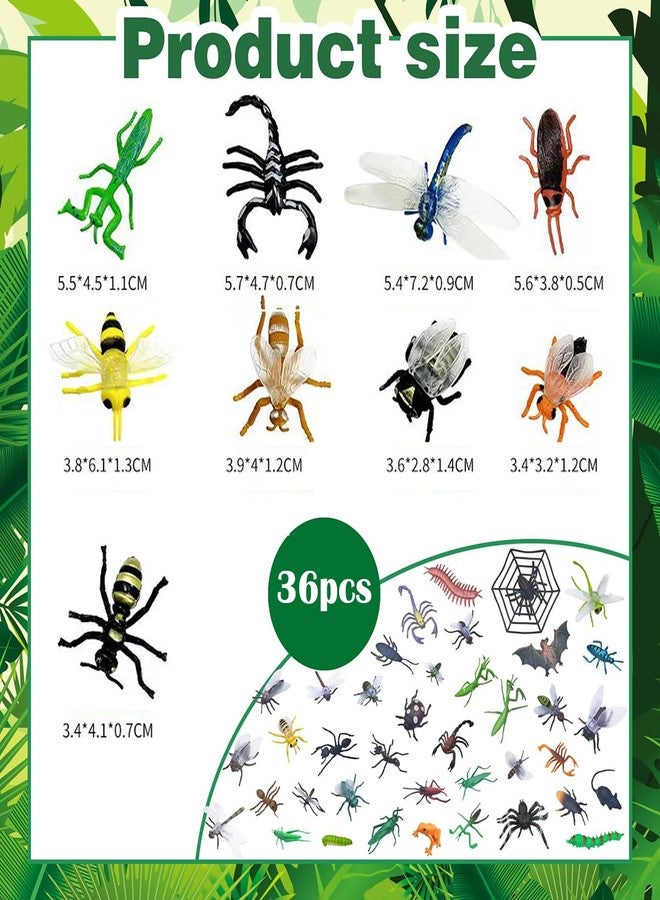 Pmeixcy 36Pcs Realistic Insect Toy Set, Animal Figure Toys for Kids, Reptile Bug Animal Figure Toy for Prank Items and Cupcake Toppers, Plastic Realistic Insect Toys, 5cm x 4cm x 4cm - Image 3