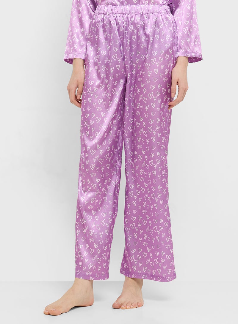 جينجر طقم بيجامة وقميص بأزرار بطبعة قلب - Image 4