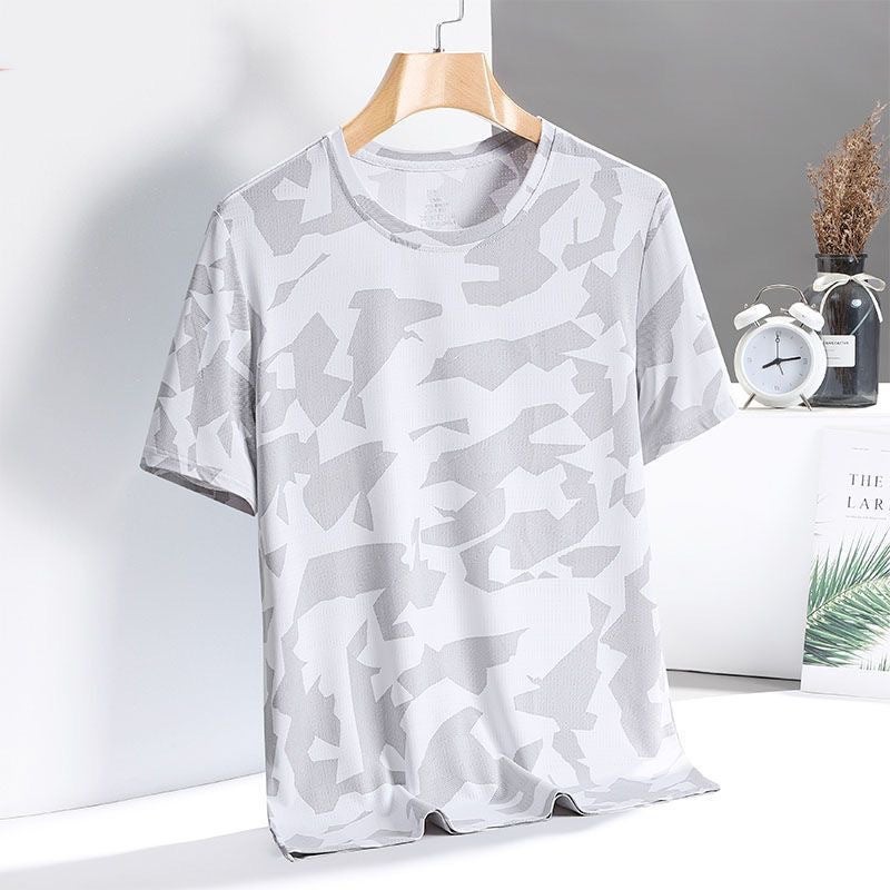 Breathable Mesh Short-Sleeved Men'S Ins Trendy All-Match Loose Camouflage Top Summer Ice Silk Youth Base Shirt - Image 4