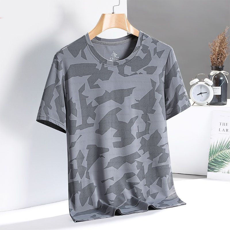 Breathable Mesh Short-Sleeved Men'S Ins Trendy All-Match Loose Camouflage Top Summer Ice Silk Youth Base Shirt - Image 5