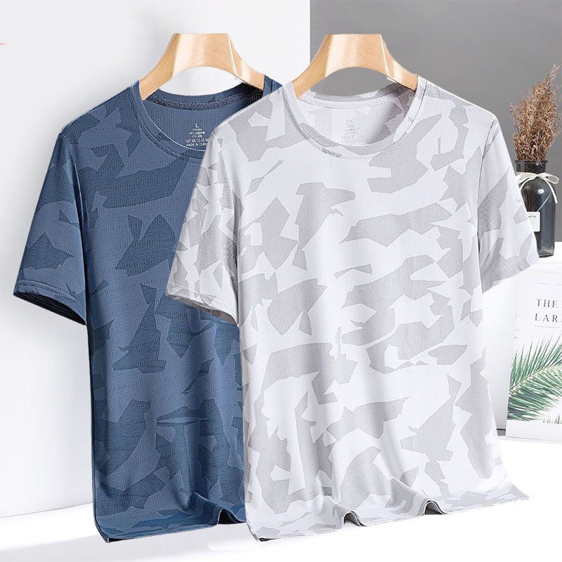 Breathable Mesh Short-Sleeved Men'S Ins Trendy All-Match Loose Camouflage Top Summer Ice Silk Youth Base Shirt - Image 2